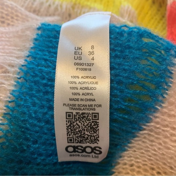 ASOS Fairycore multicolor knit Y2K style crop sweater. Size 4  XS - Picture 11 of 13